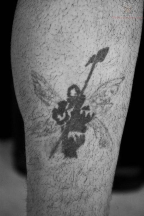Linkin Park Soldier Tattoo On Leg